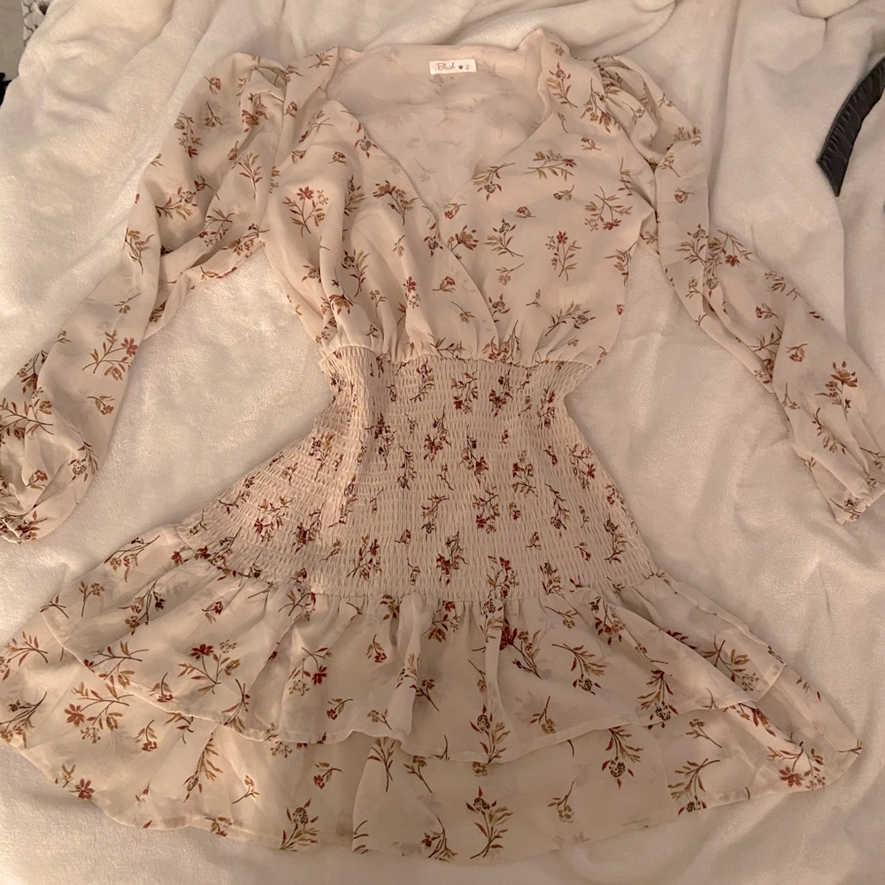 Fall floral flared dress